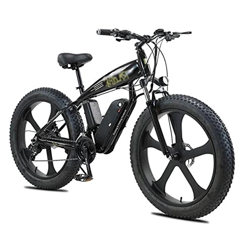 Bicicletas de montaña eléctrica : ZWHDS Bicicleta eléctrica de 26 Pulgadas - 350W 36V Bicicleta de Nieve 4.0 Neumático de Grasa E-Bike Batería de Litio Bicicleta de montaña (Color : Black)