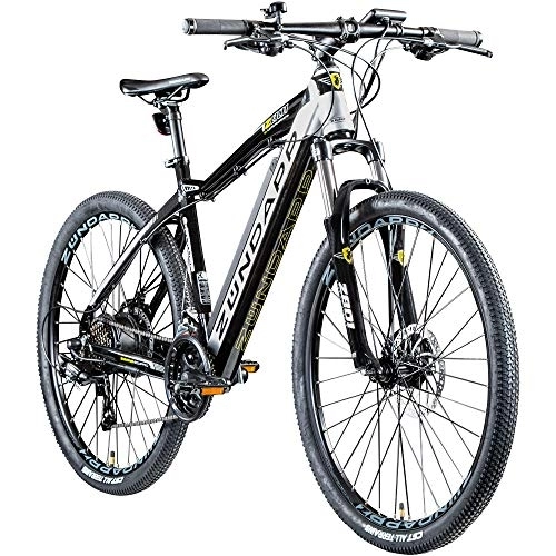 Bicicletas de montaña eléctrica : Zündapp Bicicleta de montaña eléctrica Z801 de 27, 5 pulgadas, unisex, 650B, desviador de cambios Shimano, bicicleta eléctrica para hombre, pedelec bikes Hardtail (negro / plata, 48 cm)