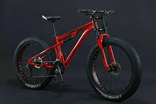 Bicicletas de montaña Fat Tires : 360Home - Bicicleta de montaña (24-26 pulgadas, con suspensión completa, rueda dentada de neumáticos grande, 26 pulgadas, 21 velocidades, roja)