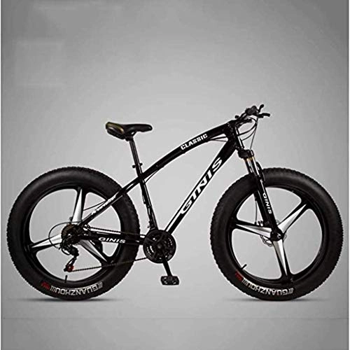 Bicicletas de montaña Fat Tires : Adult-bcycles BMX bicicleta de montaña Rgidas, marco de acero de carbono de alta 4.0 Fat Tire Bike Mountain Trail, de los hombres de las mujeres de bicicletas de montaña con doble freno de disco