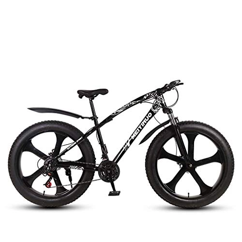 Bicicletas de montaña Fat Tires : AISHFP Bicicleta de montaña Fat Tire para Hombre Adulto, Bicicletas de Playa de Nieve de Velocidad Variable, Ruedas integradas de aleacin de magnesio de 26 Pulgadas, Negro, 21 Speed