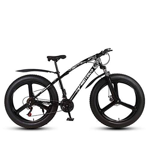 Bicicletas de montaña Fat Tires : AISHFP Bicicleta de montaña para Adultos Fat Tire, Bicicletas de Nieve de Velocidad Variable, Ruedas integradas de aleacin de magnesio de 26 Pulgadas, Negro, 24 Speed