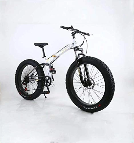 Bicicletas de montaña Fat Tires : AISHFP Folding Fat neumáticos para Hombre de Bicicleta de montaña, 17 Pulgadas de Acero de Alto Carbono / Bicicletas Marco, 7-27 Velocidad, Playa de Motos de Nieve de Bicicletas 26 Pulgadas, C, 21 Speed