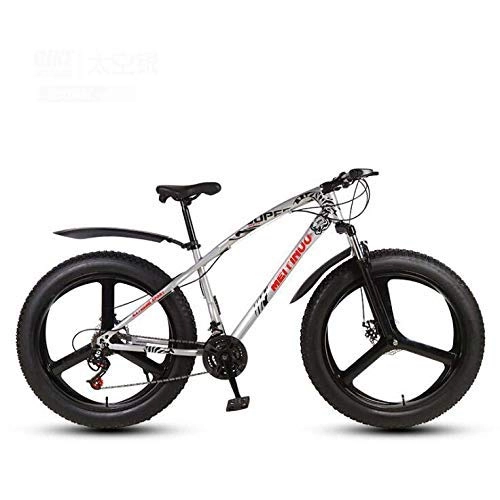 Bicicletas de montaña Fat Tires : Alqn Bicicleta de bicicleta de montaña Fat Tire de 26 pulgadas para adultos, bicicleta Mtb, horquilla de suspensin con marco de acero con alto contenido de carbono, freno de doble disco, A, 24 velocid