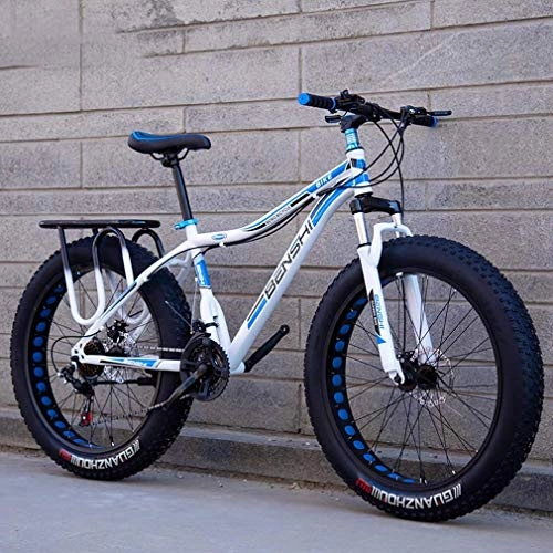 Bicicletas de montaña Fat Tires : Alqn Bicicleta de montaña Fat Tire para hombre, bicicleta de nieve para playa, bicicleta ligera con marco de acero con alto contenido de carbono, bicicletas de crucero con doble disco de freno, rueda
