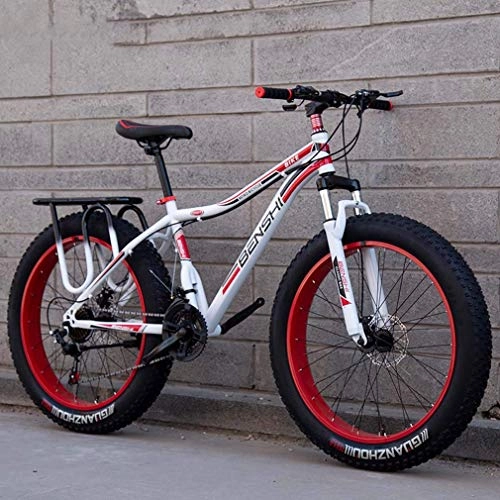 Bicicletas de montaña Fat Tires : Alqn Bicicleta de montaña Fat Tire para hombre, bicicleta de nieve para playa, bicicletas de crucero con doble disco de freno, bicicleta ligera con marco de acero de alto carbono, ruedas de 24 pulgad