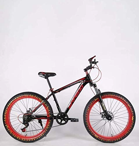 Bicicletas de montaña Fat Tires : ALQN Bicicleta de montaña para adultos Fat Tire, bicicleta de nieve de playa con doble freno de disco, bicicletas de crucero con marco de acero de alto carbono, ruedas de llama de 24 pulgadas, C, 7 vel