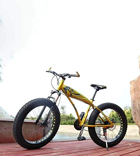 Bicicletas de montaña Fat Tires : Alqn Bicicleta de montaña para adultos Fat Tire, freno de disco doble / bicicletas de crucero con marco de aleacin de aluminio, bicicleta de moto de nieve en la playa, ruedas de 26 pulgadas, Amarillo