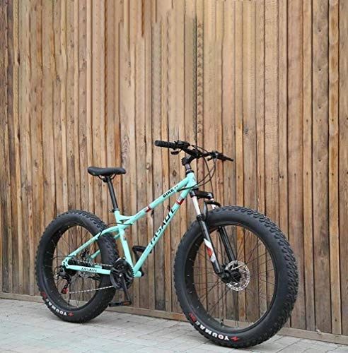 Bicicletas de montaña Fat Tires : Alqn Fat Tire - Bicicleta de montaña para hombre, freno doble de disco / bicicletas de crucero, bicicleta de moto de nieve de playa, ruedas de aleacin de aluminio de 26 pulgadas, Azul, 24 velocidades