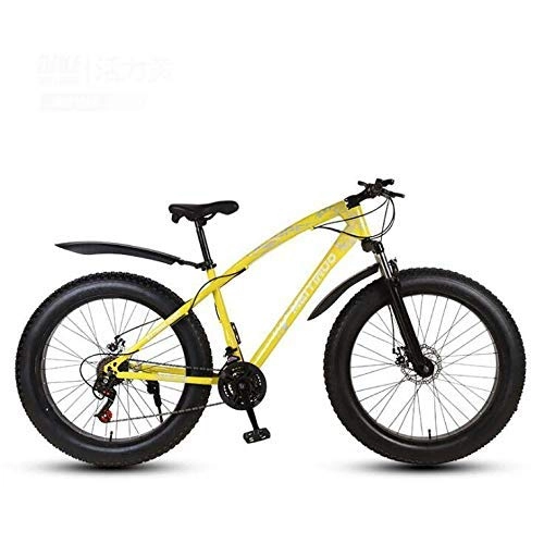 Bicicletas de montaña Fat Tires : Alqn Fat Tire Mountain Bike Bicicleta de 26 pulgadas para adultos, Bicicleta de MTB con marco de acero de alto carbono con asiento ajustable, Horquilla de suspensin, Pedales de PVC y Doble freno de