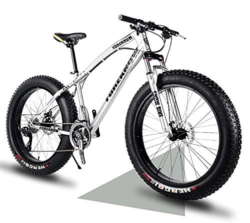 Bicicletas de montaña Fat Tires : ASEDF Bike Bicicleta De Montaña para Hombres Y Mujeres, 26"bicis ，21 / 27 Velocidades Silver-24 21-Speed