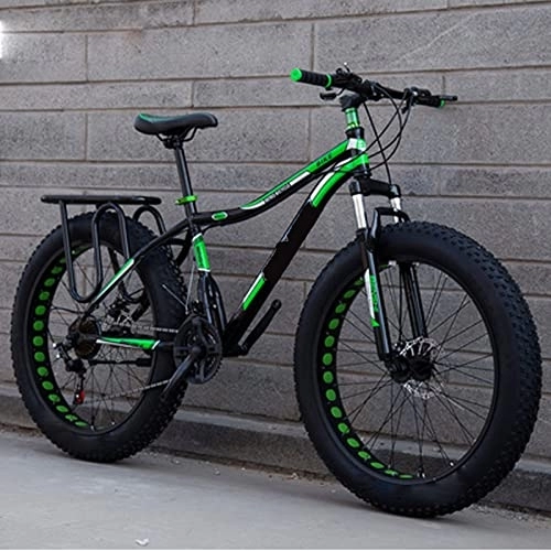 Bicicletas de montaña Fat Tires : ASUMUI Bicicleta de montaña de 26 Pulgadas, 4, 0 de Ancho y Grueso, Velocidad Variable, absorción de Impactos, Bicicleta de Nieve, Playa, Todoterreno, Coche Doble (Green 7)
