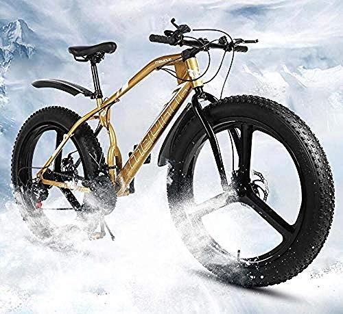 Bicicletas de montaña Fat Tires : Bicicleta de 26 Pulgadas Bicicleta de montaña para Hombres Mujeres Bicicleta de neumtico Gordo MTB Doble Freno de Disco rgido Marco de Acero de Alto Carbono-E_21 Velocidad
