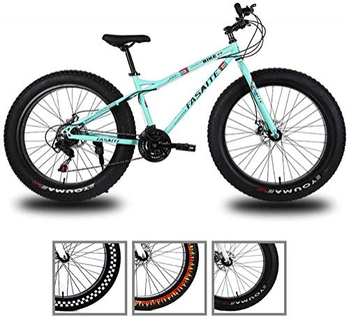 Bicicletas de montaña Fat Tires : Bicicleta de Montaa para Hombre Fat Tire de 26 Pulgadas, Bicicleta de Velocidad MTB con Ruedas de Acero con Alto Contenido de Carbono, Bicicleta de Montaa para Exteriores de 27 Velocidades , A-Blue