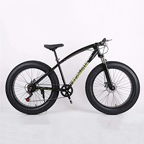 Bicicletas de montaña Fat Tires : Bicicleta de montaña de 26 pulgadas, marco de acero grasa de neumticos de bicicleta de montaña de alto carbono, los hombres y las mujeres bicicleta de montaña del freno de doble disco, Negro, 24 speed