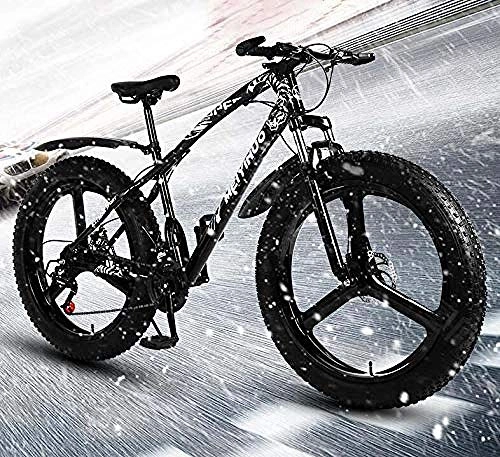 Bicicletas de montaña Fat Tires : Bicicleta de montaña Fat Tire Bicicleta de 26 pulgadas para adultos Bicicleta de MTB con marco de acero de alto carbono con horquilla de suspensión de asiento ajustable Pedales de PVC y fren
