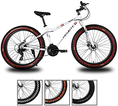 Bicicletas de montaña Fat Tires : Bicicleta de Montaña para Hombre Fat Tire de 26 Pulgadas, Bicicleta de Velocidad MTB con Ruedas de Acero con Alto Contenido de Carbono, Bicicleta de Montaña para Exteriores de 27 Velocidades , B-White