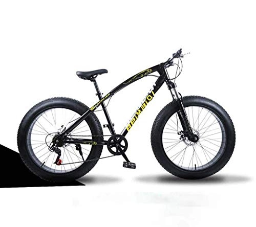 Bicicletas de montaña Fat Tires : Bicicleta de montaña rígida Fat Tire de 26 pulgadas, cuadro de doble suspensión y horquilla de suspensión, bicicleta de montaña todo terreno, hombres y mujeres adultos, 21 velocidades, radio negro