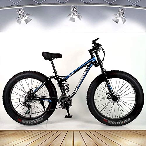 Bicicletas de montaña Fat Tires : Bicicletas de Montaña 26 Pulgadas, Doble Suspensión para Adultos, Cuadro de Acero con Alto Contenido de Carbono Freno de Disco Mecánico