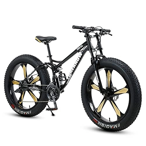 Bicicletas de montaña Fat Tires : Bicicletas de montaña con ruedas gruesas de 26 * 4, 0 pulgadas, bicicleta de montaña con neumáticos gordos para adultos, bicicleta de velocidad 7 / 21 / 24 / 27 / 30, marco de acero con alto contenido de car