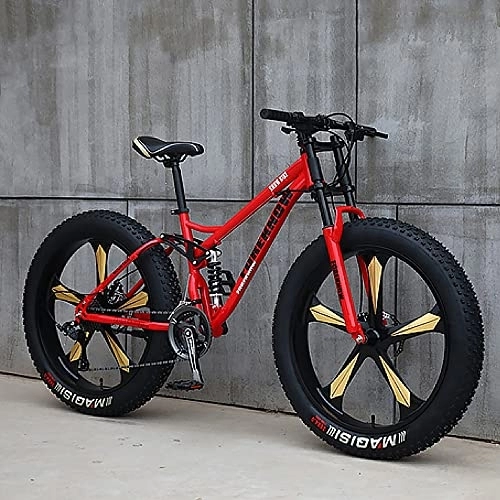 Bicicletas de montaña Fat Tires : Bicicletas de montaña de 26 pulgadas, bicicleta de montaña con neumáticos gruesos para adultos, bicicleta de 27 velocidades, marco de acero con alto contenido de carbono, freno de disco doble de sus