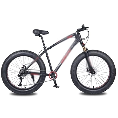 Bicicletas de montaña Fat Tires : Bicycles for Adults Snow Bike Aluminum Alloy Rame 10Speed Fat Beach Bicycle Lock The Front Fork Mechanical Disc Brake (Color : Black Red)