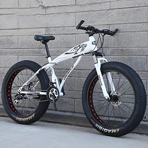 Bicicletas de montaña Fat Tires : DANYCU Bicicleta de montaña para Adultos Bicicletas de Rueda Gruesa de 26 Pulgadas Bicicleta de Freno de Disco Dual, Estructura de Acero con Alto Contenido de Carbono, Bicicleta Fat Tire, E, 24 Speed