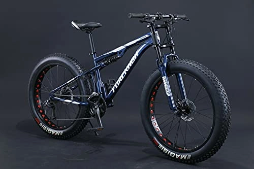 Bicicletas de montaña Fat Tires : Fat Bike 24 - Bicicleta de montaña (26 pulgadas, suspensión completa, neumáticos grandes, 21 marchas), color azul