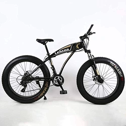 Bicicletas de montaña Fat Tires : Fat Tire Bicicleta de montaña para adultos, ligera con marco de acero de alto carbono, bicicleta de playa, moto de nieve para hombre, freno de disco doble ruedas de 26 pulgadas, negro, 24 velocidades
