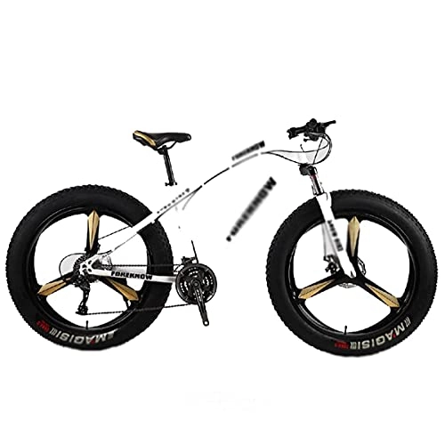 Bicicletas de montaña Fat Tires : FBDGNG Bicicleta de montaña de 26 pulgadas para adultos 21 / 24 / 27 velocidades hombre y mujer Bicicletas marco de acero al carbono con freno de disco dual (tamaño: 24 velocidades, color: negro)