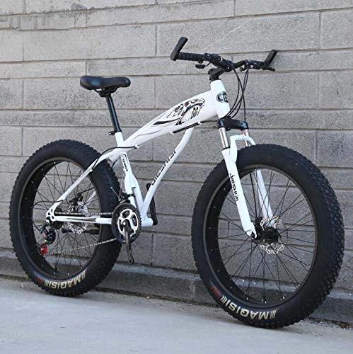 Bicicletas de montaña Fat Tires : GASLIKE Bicicleta de montaña Bicicleta para Adultos Hombres Mujeres, Fat Tire MTB Bike, Hardtail High-Carbon Steel Frame y Horquilla Delantera amortiguadora, Dual Disc Brake, A, 26 Inch 21 Speed