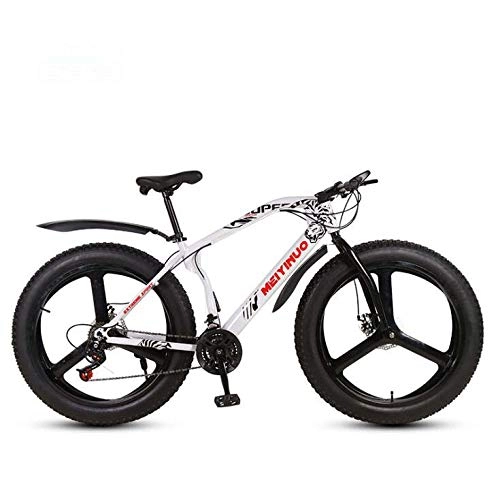 Bicicletas de montaña Fat Tires : GASLIKE Bicicleta de montaña de 26 Pulgadas para Hombres y Mujeres Adultos, Fat Tire MTB Bike, Freno de Doble Disco, Marco de Acero rígido de Alto Carbono, B, 21 Speed