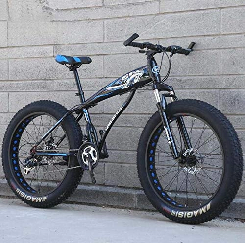 Bicicletas de montaña Fat Tires : GASLIKE Fat Tire Mountain Bike Bicicleta para Hombres Mujeres, Bicicleta MTB Hardtail, Cuadro de Acero de Alto Carbono y Horquilla Delantera amortiguadora, Freno de Disco Doble, C, 24 Inch 7 Speed