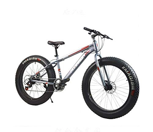 Bicicletas de montaña Fat Tires : GASLIKE Fat Tire Mountain Bike para Hombres y Mujeres Altos, Cuadro de Acero de Alto Carbono de 17 Pulgadas, Ruedas de 7 velocidades, 26 Pulgadas y neumáticos de 4.0 Pulgadas de Ancho, A