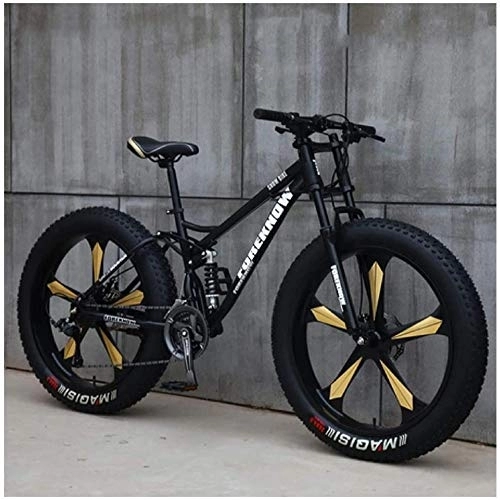 Bicicletas de montaña Fat Tires : GJZM Mountain Bikes 21 Speed, neumáticos de 26 Pulgadas Hardtail Mountain Bike Cuadro de Doble suspensión - Negro Spoke-Black 5 Spoke_21 Speed