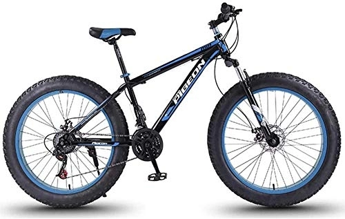 Bicicletas de montaña Fat Tires : GJZM Mountain Bikes 24 Speed, 27.5 Inch Tires Hardtail Mountain Bike Dual Disc Brake High-Carbon Steel Frame Mountain Bicycle- Blue