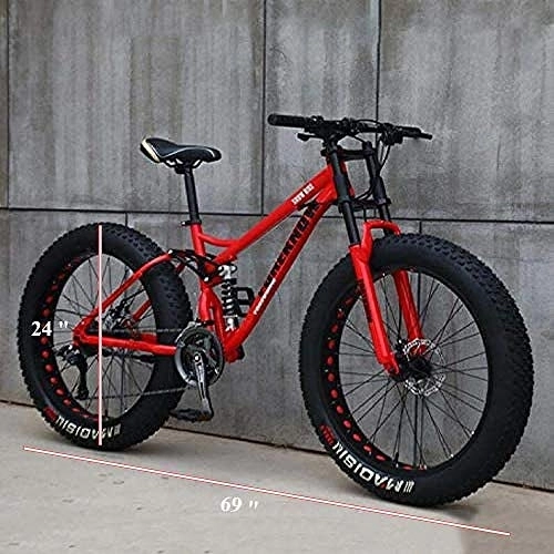 Bicicletas de montaña Fat Tires : GJZM Mountain Bikes 27 Speed, neumáticos de 24 Pulgadas Hardtail Mountain Bike Cuadro de Doble suspensión All Terrain Mountain Bike, Rojo 27 Speed-21 Speed_Blue