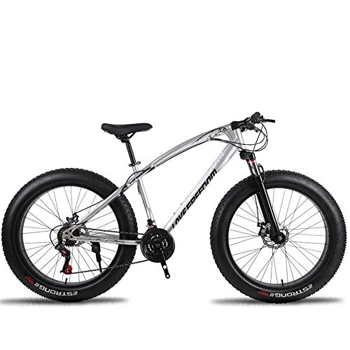 Bicicletas de montaña Fat Tires : GX97 Fat Bike Off-Road Beach Snow Bike Velocidad 27 Bicicleta de montaña 4.0 neumticos Anchos Adultos al Aire Libre, Silver