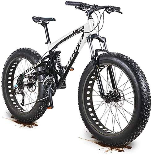 Bicicletas de montaña Fat Tires : HCMNME Bicicleta Duradera Adulto Fat Tire Bicicletas de montaña, 27 bicis de la Velocidad de aleacin de Aluminio Off-Road de Nieve, presin de Aceite Doble Disco de Freno Playa Crucero bicic