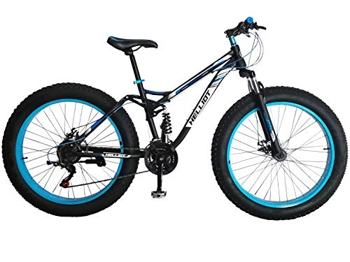 Bicicletas de montaña Fat Tires : Helliot Bikes Bull Blue Bicicleta de montaña Fatbike, Adultos Unisex, Azul, Mediano