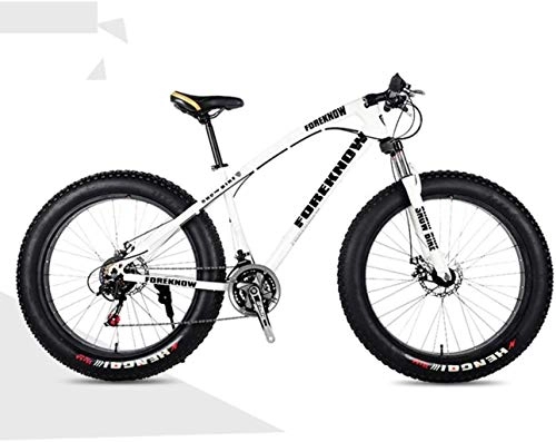 Bicicletas de montaña Fat Tires : HongLianRiven Bicicleta de montaña BMX, 21 / 24 / 27 Velocidades 26 Pulgadas 4.0 Fat Bike Mountain Bike Snow Bike suspensin de choque 7-2, color Blanco, tamao 21 speed