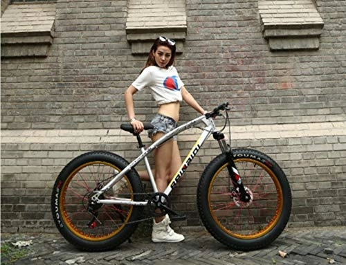 Bicicletas de montaña Fat Tires : JYrQY Bicicleta De Montaa 26 * 4.0 Fat Tire Bike 21 Speed Lock Amortiguador Bike, Snow Bike Negro