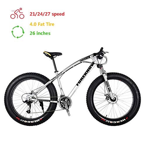 Bicicletas de montaña Fat Tires : LDLL Fat Tire Mountain Bike, para Hombres y Mujeres Marco de Acero de Alto Carbono, Freno de Disco mecnico, con Asiento Ajustable