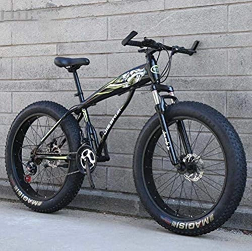 Bicicletas de montaña Fat Tires : LFSTY Bicicleta de montaña Bicicletas para Adultos Hombres Mujeres, Fat Tire MTB Bike, Hardtail High-Carbon Steel Frame y Horquilla Delantera amortiguadora Dual Disc Brake, B, 26 Inch 27 Speed