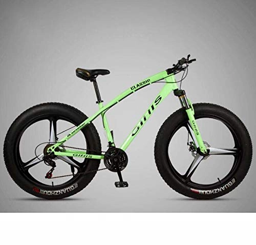 Bicicletas de montaña Fat Tires : LJLYL Bicicleta de montaña para adultos, 26 × 4 pulgadas Fat Tire MTB Bike, Hardtail de acero con carbono, horquilla delantera amortiguadora y doble freno de disco, color verde, tamaño 24 speed