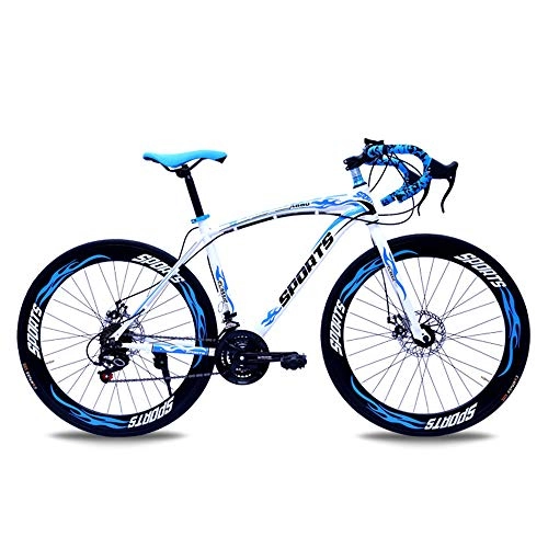 Bicicletas de montaña Fat Tires : MDZZ Velocidad Variable de Bicicletas de montaña, Adultos Niños Niñas Fat Tire City Racing, 24 Bicicletas de la Velocidad Compacto de Alta de Acero al Carbono de Playa, White Blue, Wheel B