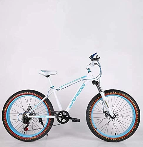 Bicicletas de montaña Fat Tires : N&I Bike Mens Adult Fat Tire Mountain Bike Double Disc Brake Beach Snow Bicycle High-Carbon Steel Frame Cruiser Bikes Llame Wheels C 27 Speed A 24 Speed