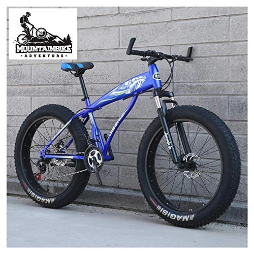 Bicicletas de montaña Fat Tires : NENGGE Hard Tail Bicicleta Montaña Neumático Gordo para Adulto Hombre Mujer, Profesional Suspensión Delantera MTB, Doble Freno Disco Bicicleta BTT Ciclismo, Marco Rígido, Blue1, 24 Inch 21 Speed