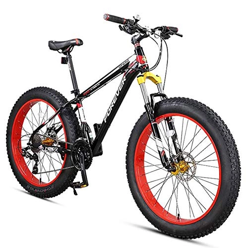 Bicicletas de montaña Fat Tires : QMMD Bicicleta Montaña 27 Velocidades, Adulto Neumático Gordo Bicicleta BTT, 26 Pulgadas Hard Tail Bicicleta Cuadro Aluminio, Doble Freno Disco Bicicleta de Montaña, 26inch Red, 27 Speed