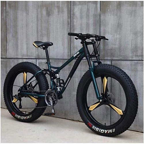 Bicicletas de montaña Fat Tires : QZ Bicicletas de montaña, 4.0 Fat Tire Bicicletas de montaña Rgidas, Marco de suspensin Doble y Suspensin Tenedor Todo Terreno de Bicicletas de montaña (Color : Green, Size : 24 Speed)